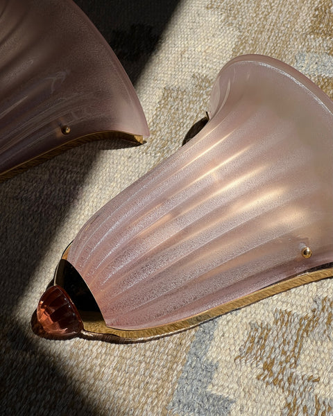 Vintage pink / shimmer Murano wall lamp