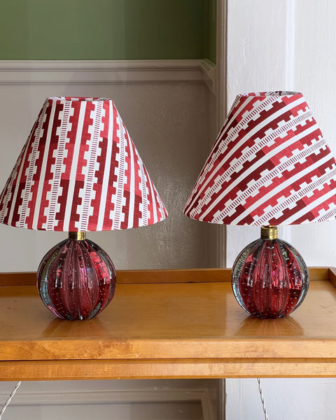 Vintage cranberry Murano table lamp (incl. lampshade)- 2 available