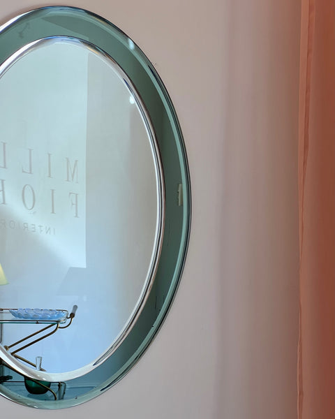 Vintage Green Oval Italian Mirror