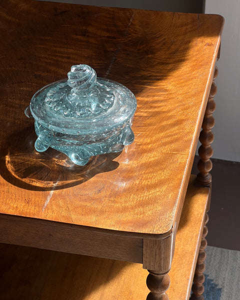 Vintage clear / light blue Murano bonbonniere