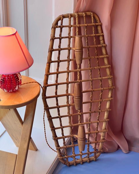 Vintage rattan coat rack