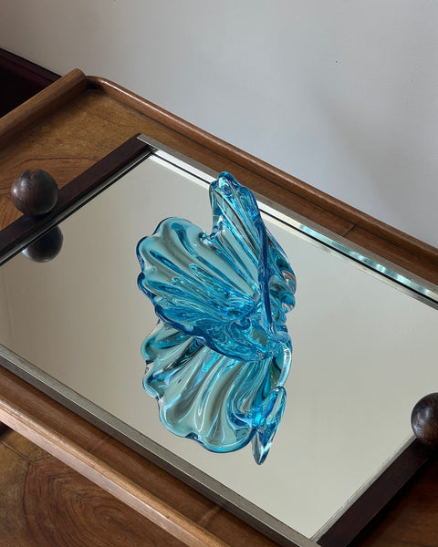 Vintage blue Murano shell bowl