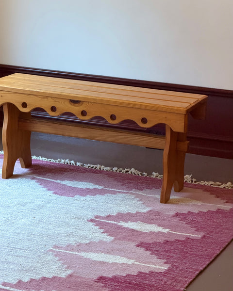 Vintage Swedish pine wood bench