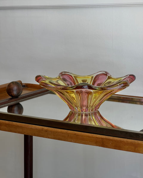 Vintage pink/yellow Murano bowl