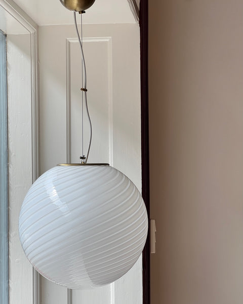 Vintage Murano white swirl ceiling lamp (D35)