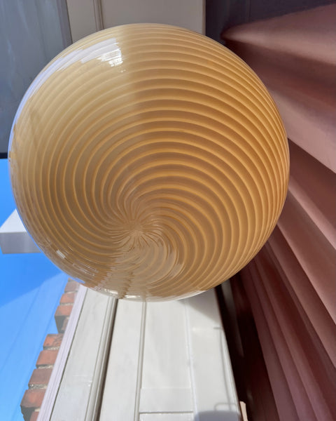 Vintage oval yellow swirl Murano ceiling lamp (D45)