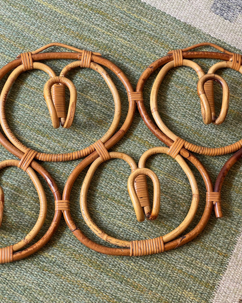 Large vintage rattan coat rack