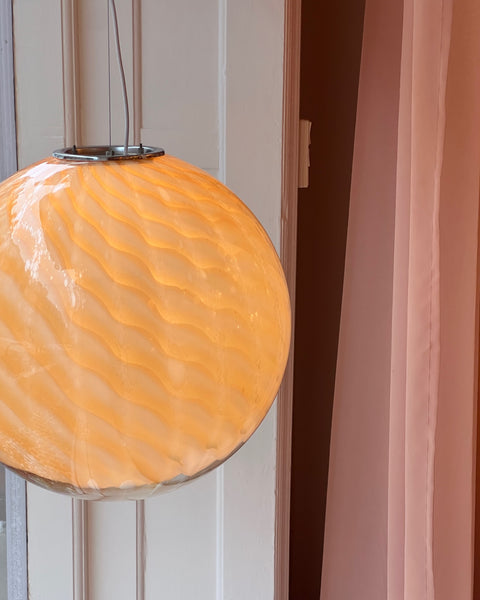 Large vintage golden clear Murano ceiling lamp (D50)