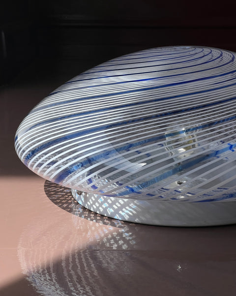 Vintage Murano white/blue/clear swirl ceiling/wall lamp (D40)