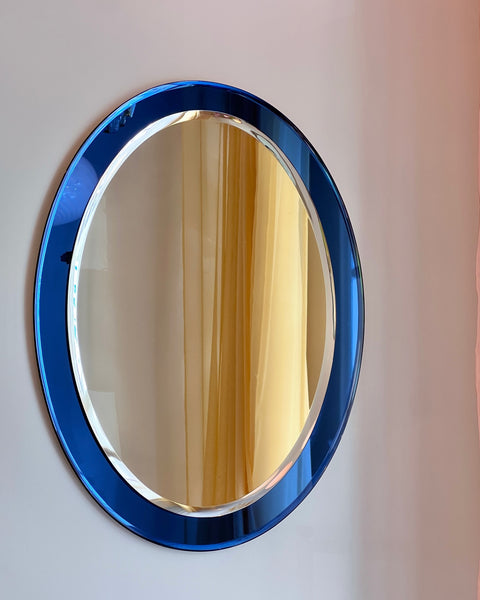 Vintage Italian mirror with blue mirror frame