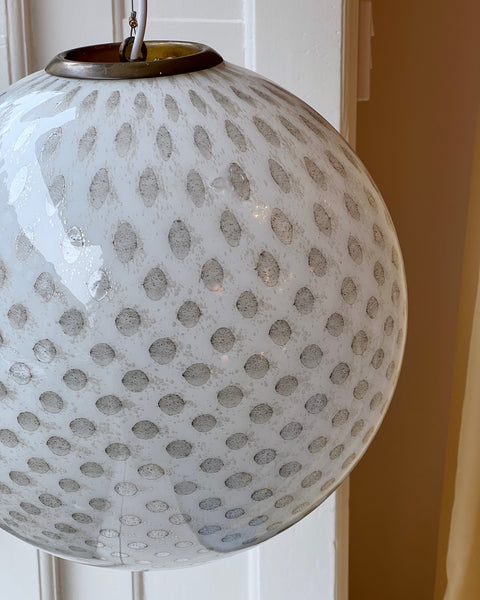 Vintage round white/black dotted Murano ceiling lamp (D40)