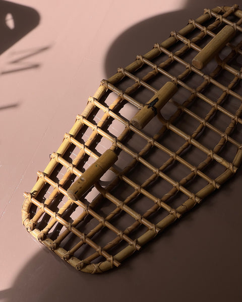 Vintage rattan coat rack
