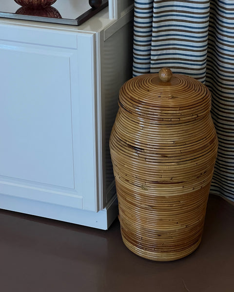 Large vintage rattan basket