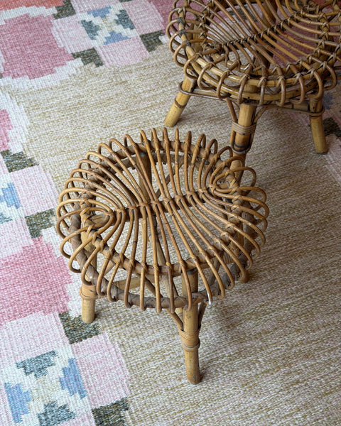 Vintage rattan stool (2 available)
