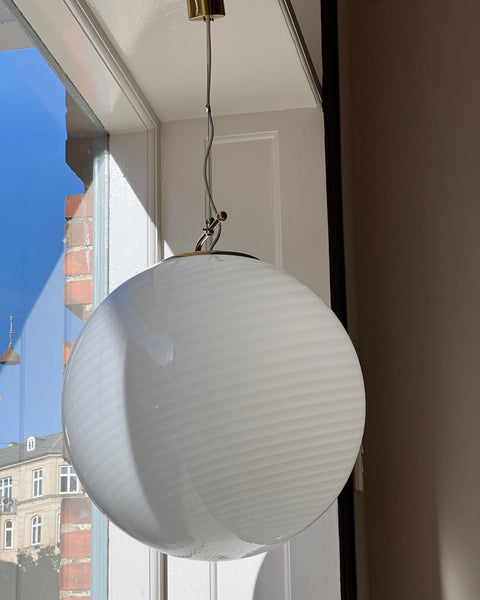 Vintage Murano white swirl ceiling lamp (D50)