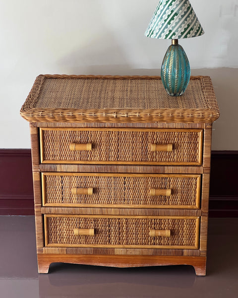 Vintage rattan chest of drawers