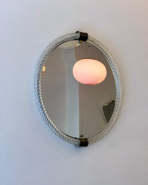 Vintage Italian mirror with twisted clear glass frame