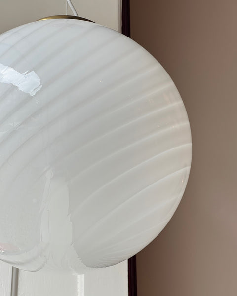 Vintage Murano white swirl ceiling lamp (D40)