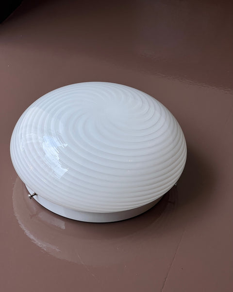 Vintage Murano white swirl ceiling/wall lamp (D30)