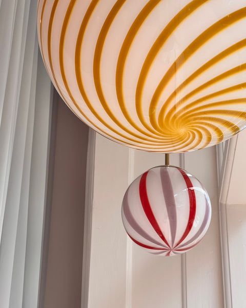 Ceiling lamp - Pink lavender / red vertical stripes (D20)