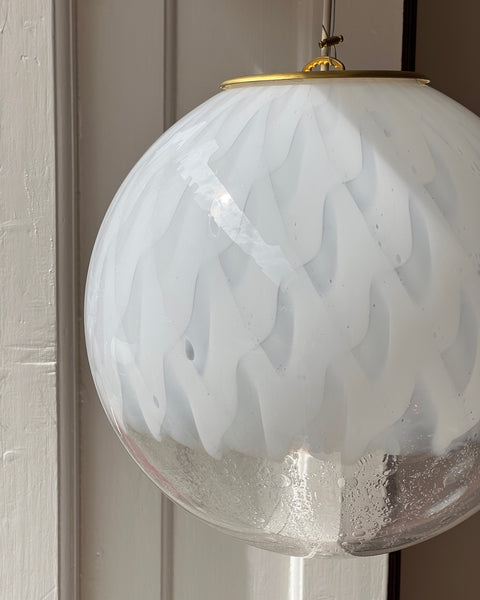 Vintage white clear Murano ceiling lamp (D35)