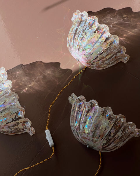 Vintage golden/peach/iridescent Murano wall lamp