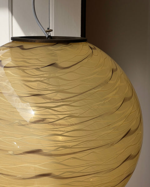 Vintage yellow/cream/brown swirl Murano ceiling lamp (D45)