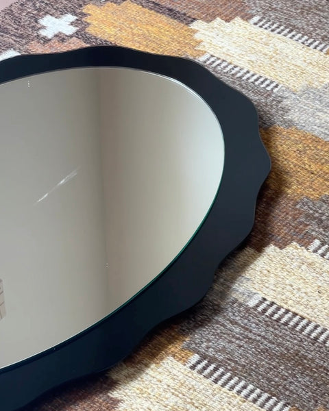Large vintage Italian mirror with black mirror frame