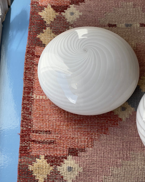 Vintage Murano white swirl ceiling/wall lamp (D38)
