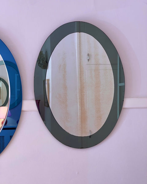 Vintage Green Oval Italian Mirror