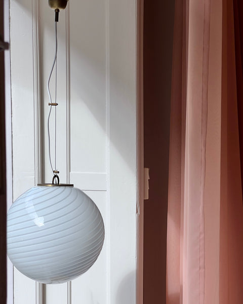 Vintage Murano white swirl ceiling lamp (D30)