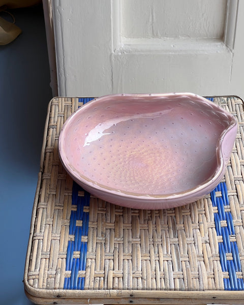 Large vintage pink Murano bowl
