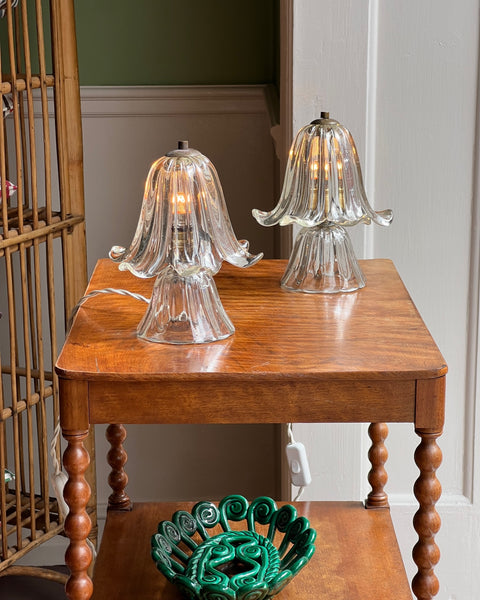 Vintage clear Murano table lamps (Sold as a pair)