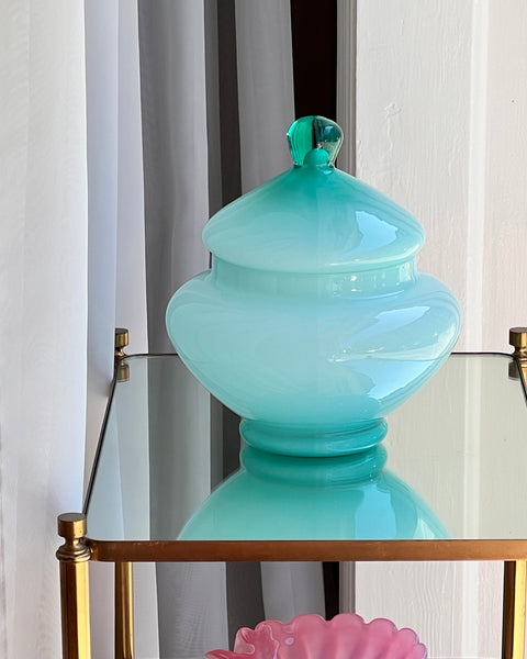 Vintage Murano opal green bonbonniere