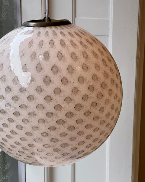 Vintage round white/black dotted Murano ceiling lamp (D40)