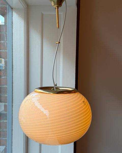 Vintage oval yellow swirl Murano ceiling lamp (D35)