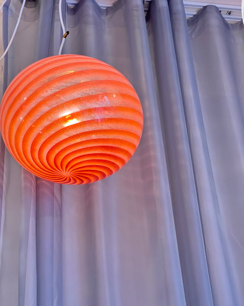 Vintage Murano orange/pink swirl ceiling lamp (D33)