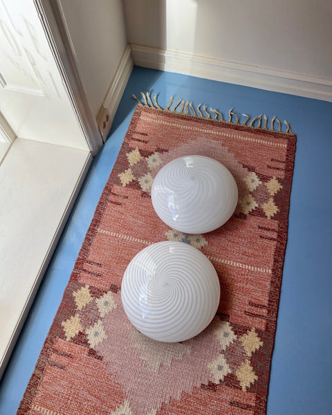 Vintage Murano white swirl ceiling/wall lamp (D38)