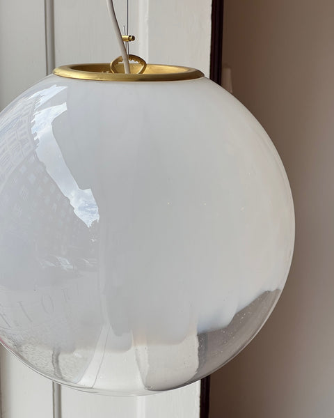 Vintage white clear Murano ceiling lamp (D35)