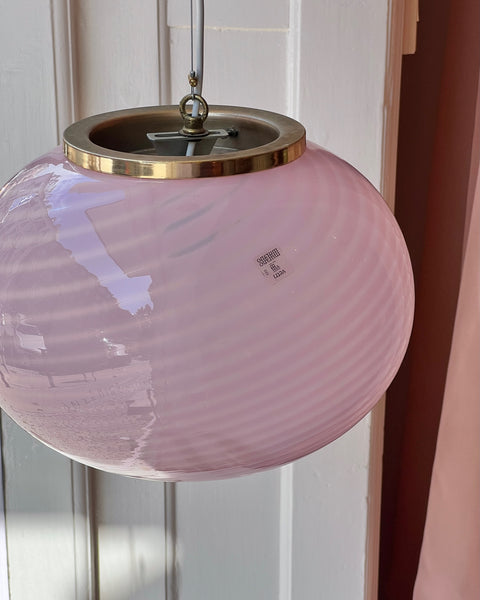 Vintage oval pink swirl Murano ceiling lamp (D40)