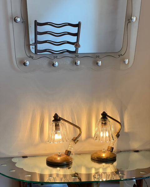 Vintage clear Murano table lamps (2 available)