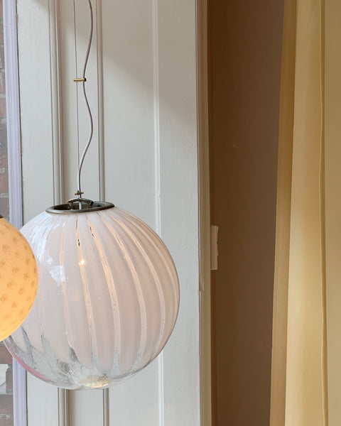 Vintage white clear Murano ceiling lamp (D40)