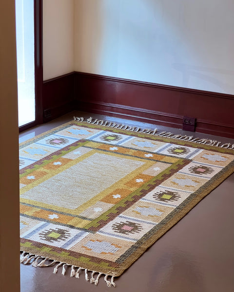 Vintage flat weave rug by Ingegerd Silow (IS)