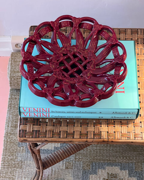 Vintage red ceramic basket