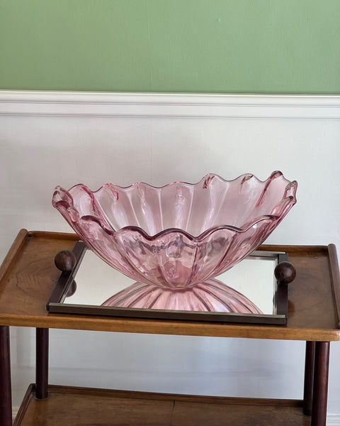 Vintage large pink Murano shell bowl