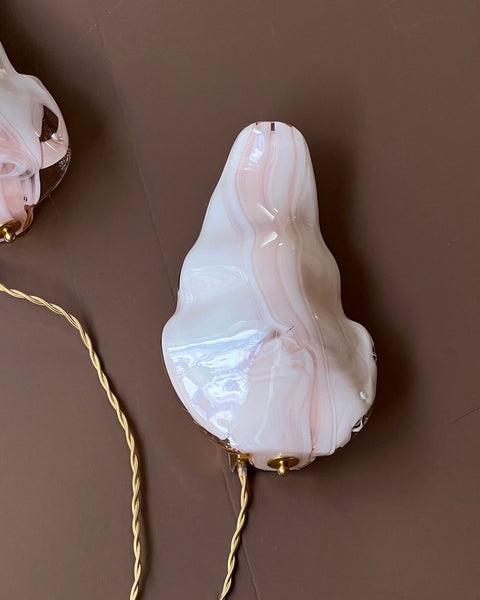Vintage milky white/pink Murano wall lamps (2 available)