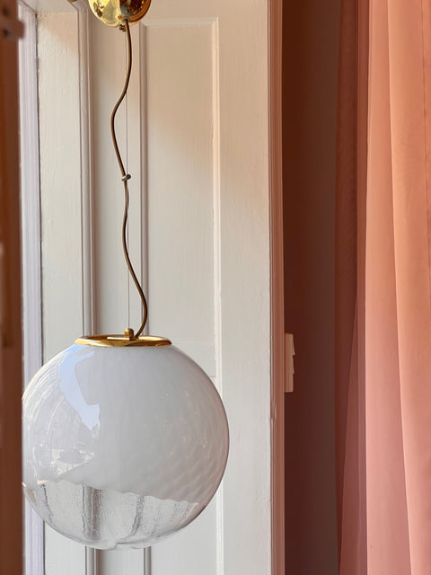 Vintage Murano white/clear Anemone ceiling lamp