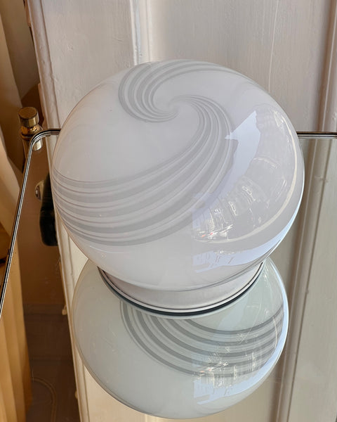 Vintage white round Murano table lamp