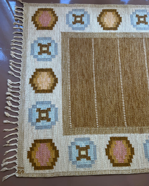Vintage flat weave rug by Ingegerd Silow (IS)