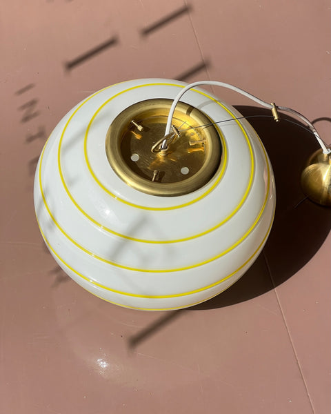Vintage Murano oval yellow / white swirl ceiling lamp (D35)